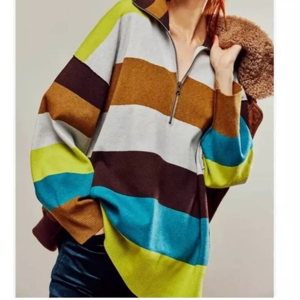 ⭐️Free People Coastal Stripe Pullover XS⭐️